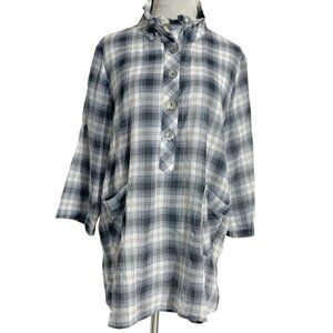 Terra-Sj Apparel XL Shirt Top Blouse Wired Collar Pockets Boho Lagenlook Boho